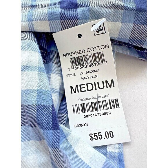 CLUB ROOM Mens Plaid Button-Down Shirt Slim-Fit Stretch Navy Combo Blue Size M - Picture 4 of 5